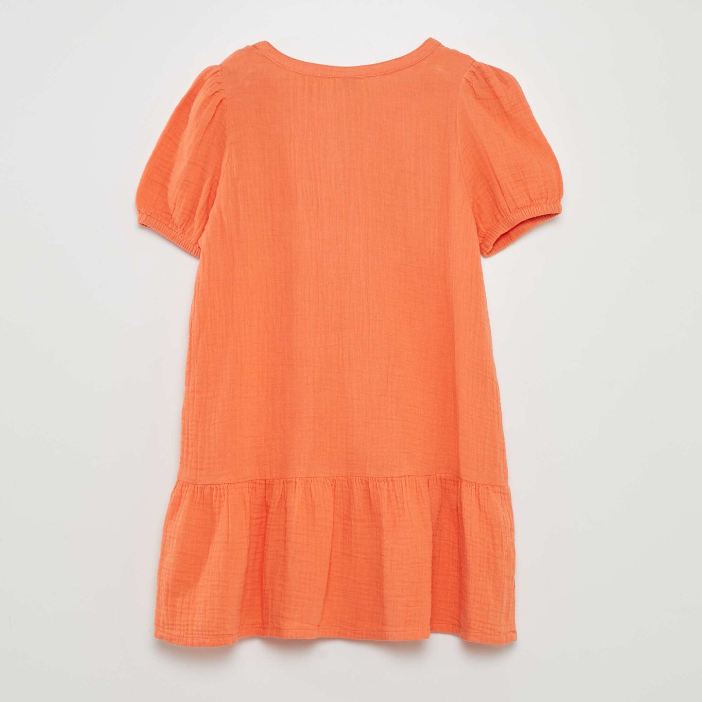 Robe en gaze de coton manches ballons Orange