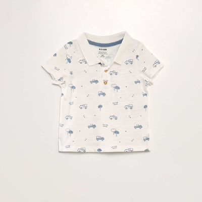 Polo motif Blanc