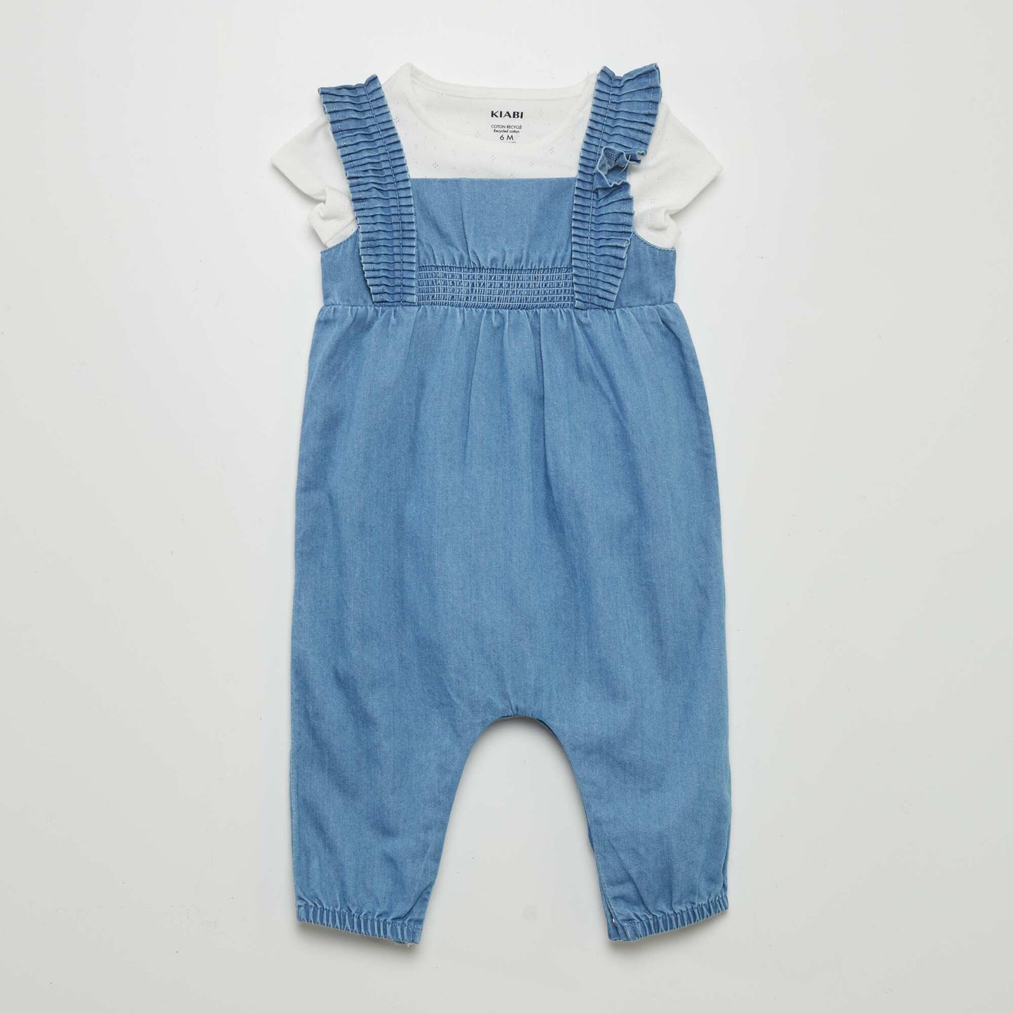 Ensemble salopette effet jean + body + bandeau - 3 pi ces Bleu