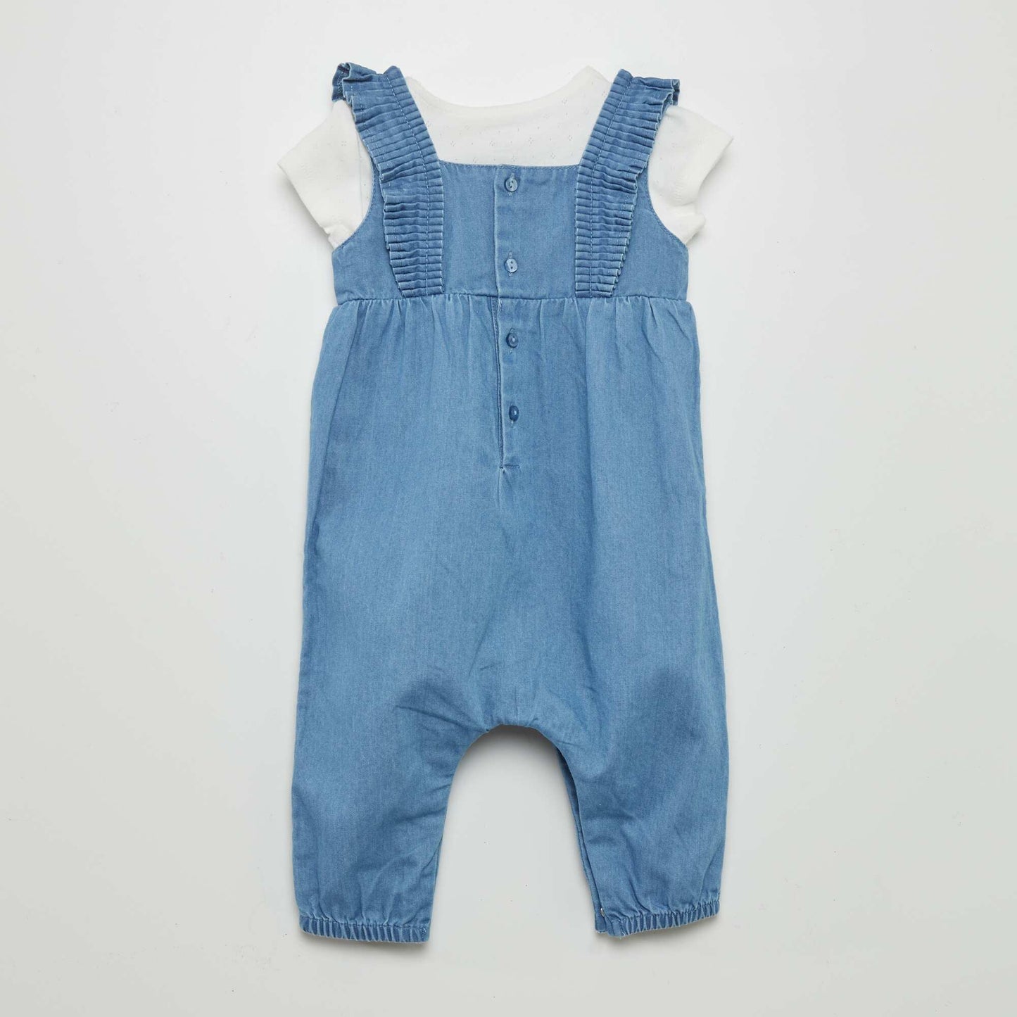 Ensemble salopette effet jean + body + bandeau - 3 pi ces Bleu