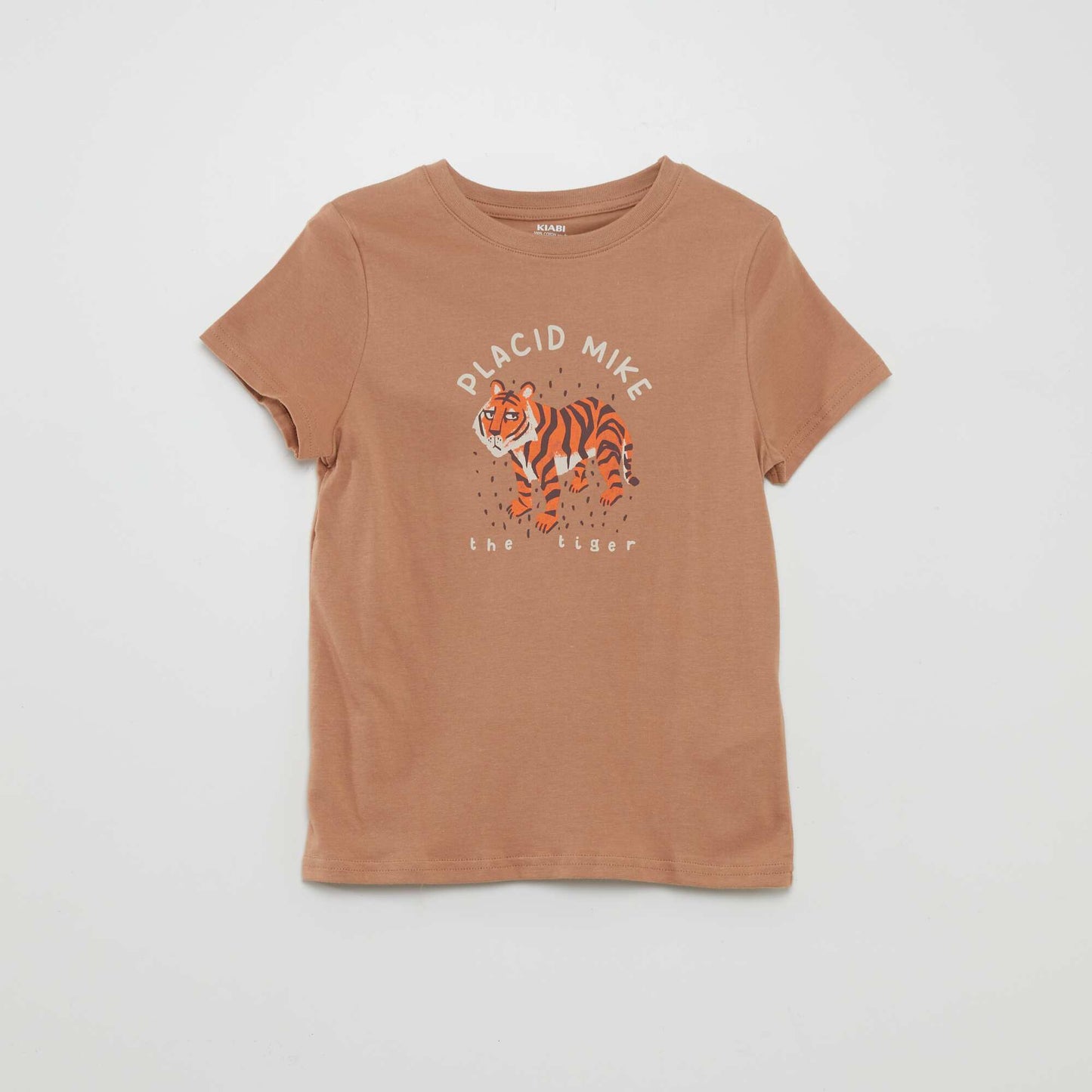 T-shirt col rond avec imprim Marron