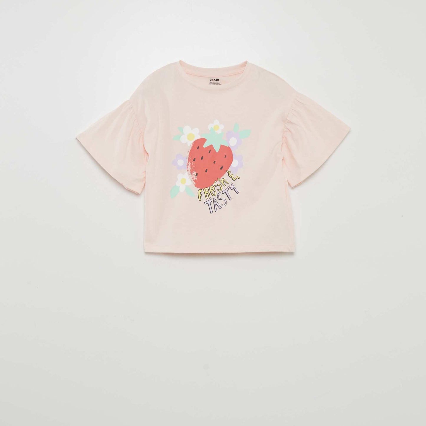 T-shirt imprim 'fruits' manches courtes Rose