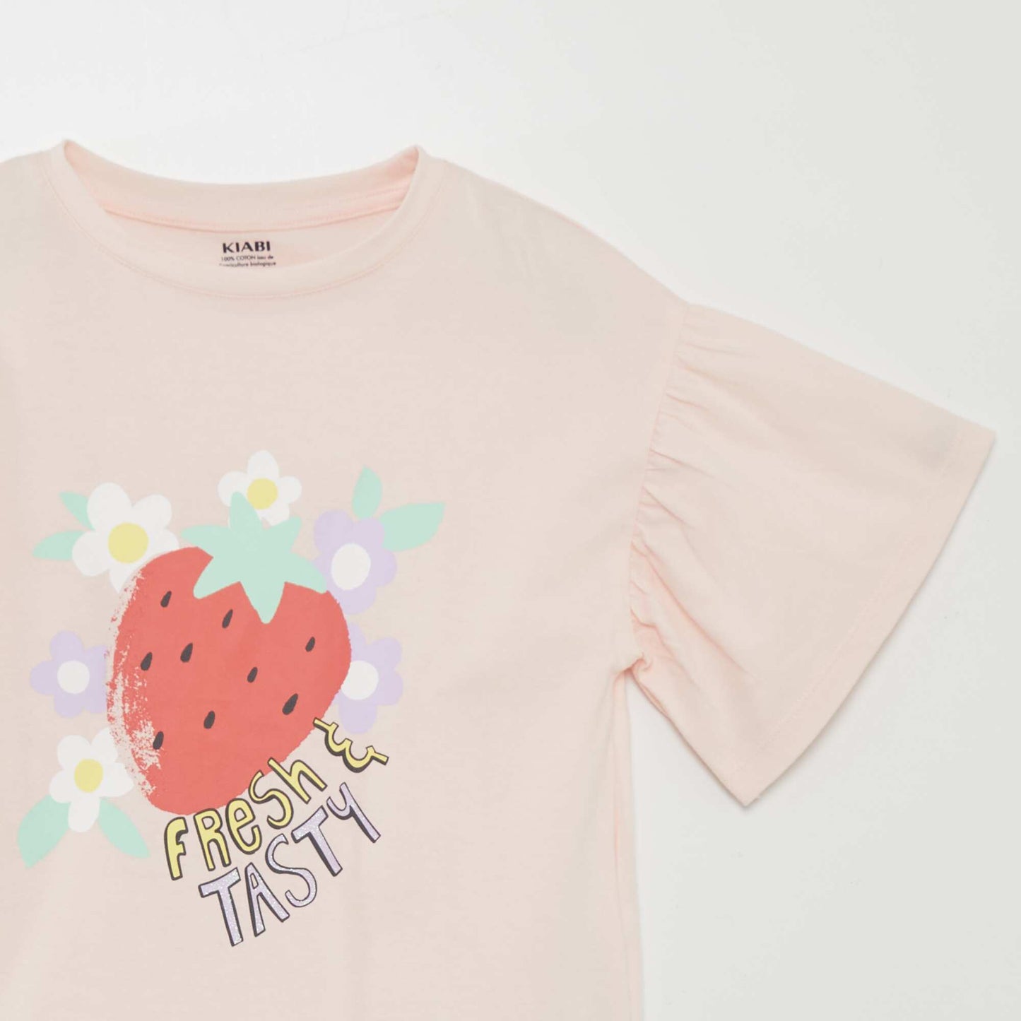 T-shirt imprim 'fruits' manches courtes Rose