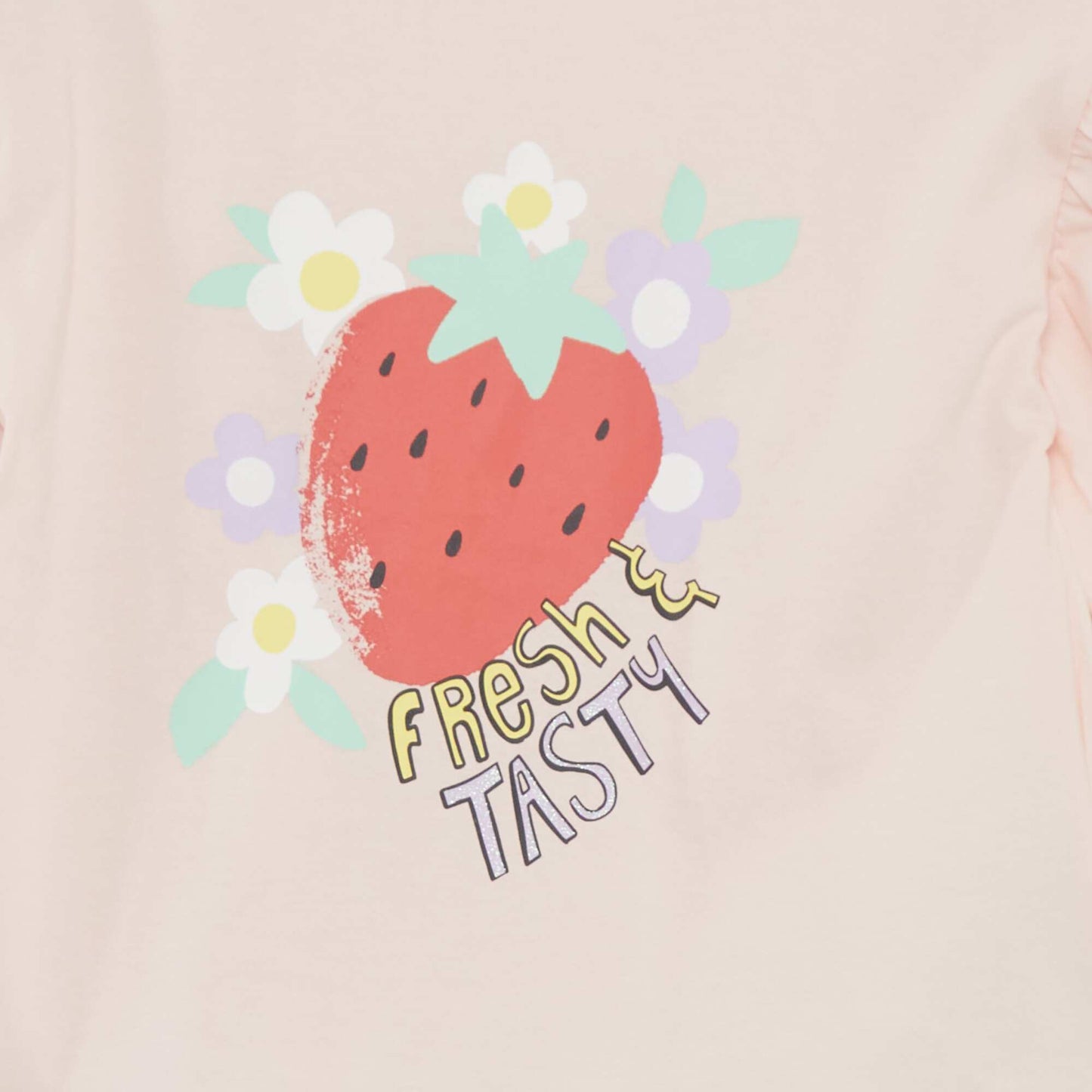 T-shirt imprim 'fruits' manches courtes Rose