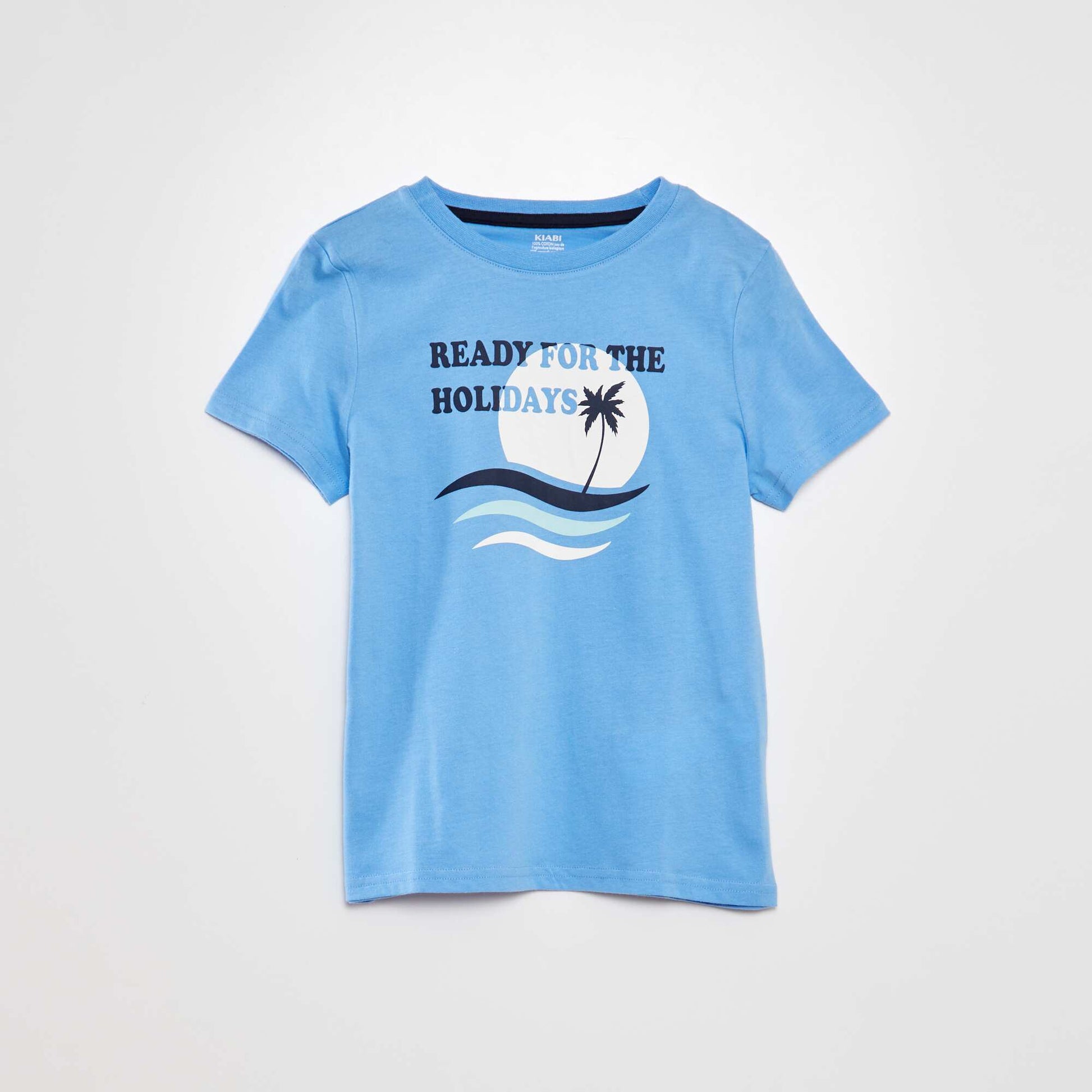 T-shirt en coton col rond Bleu ciel