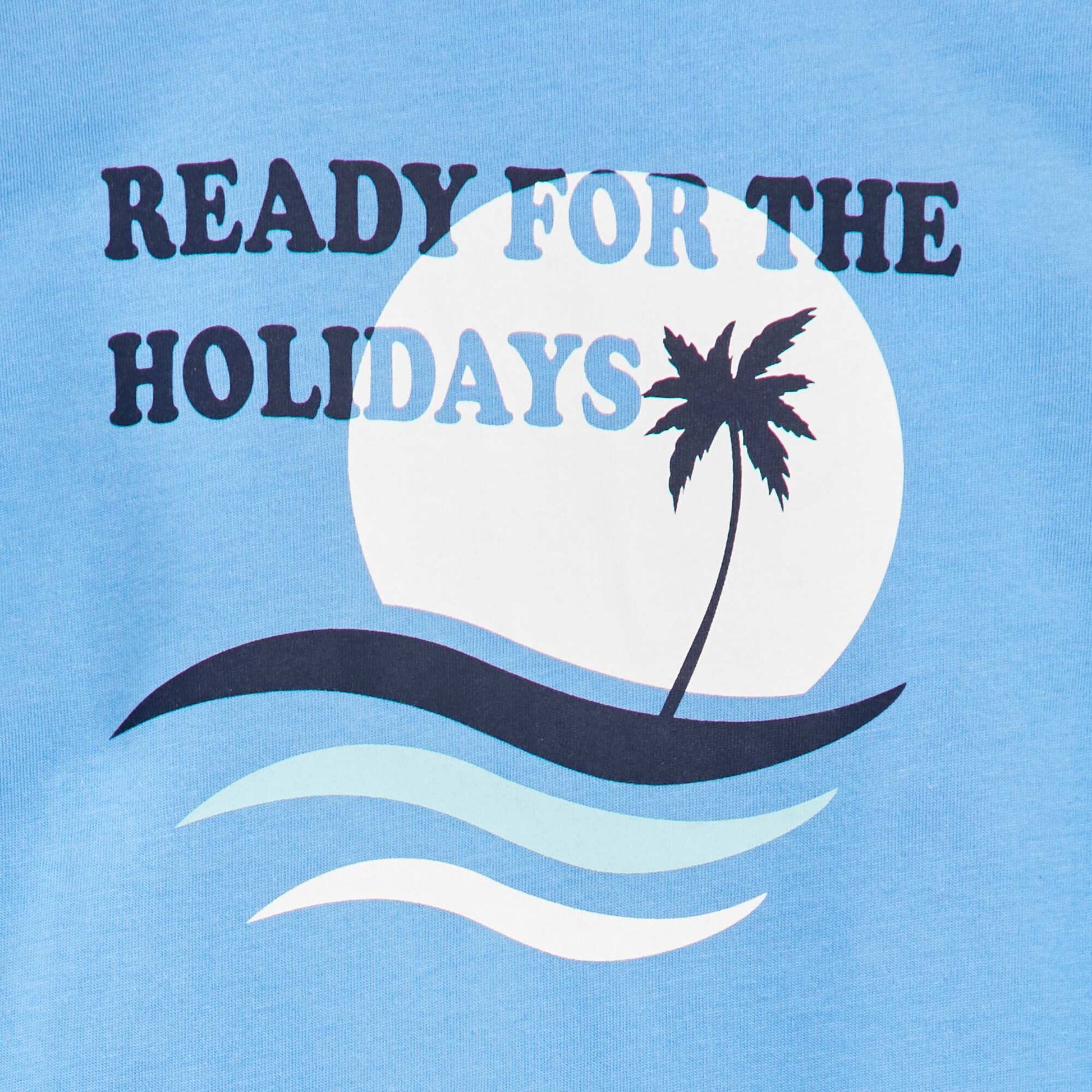 T-shirt en coton col rond Bleu ciel