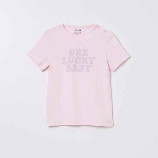 T-shirt en coton imprim  Rose