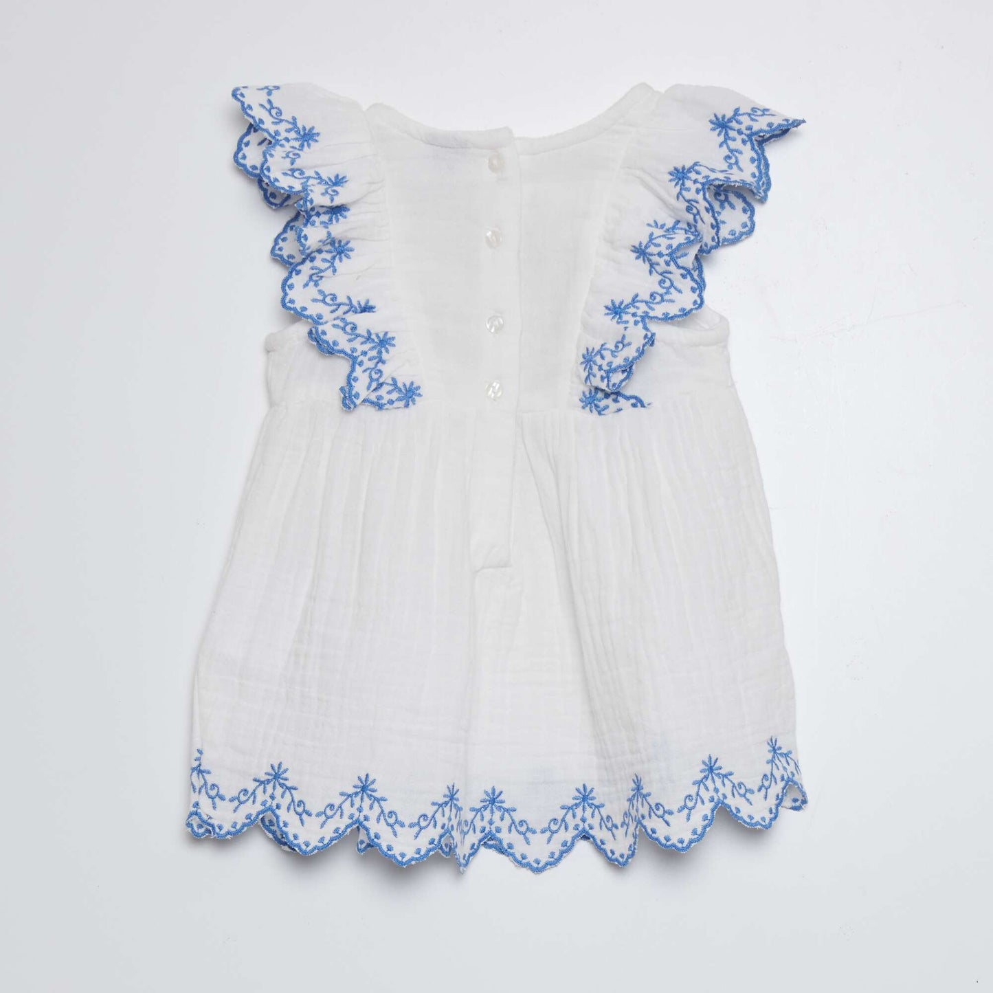 Robe en gaze de coton Blanc/Blue