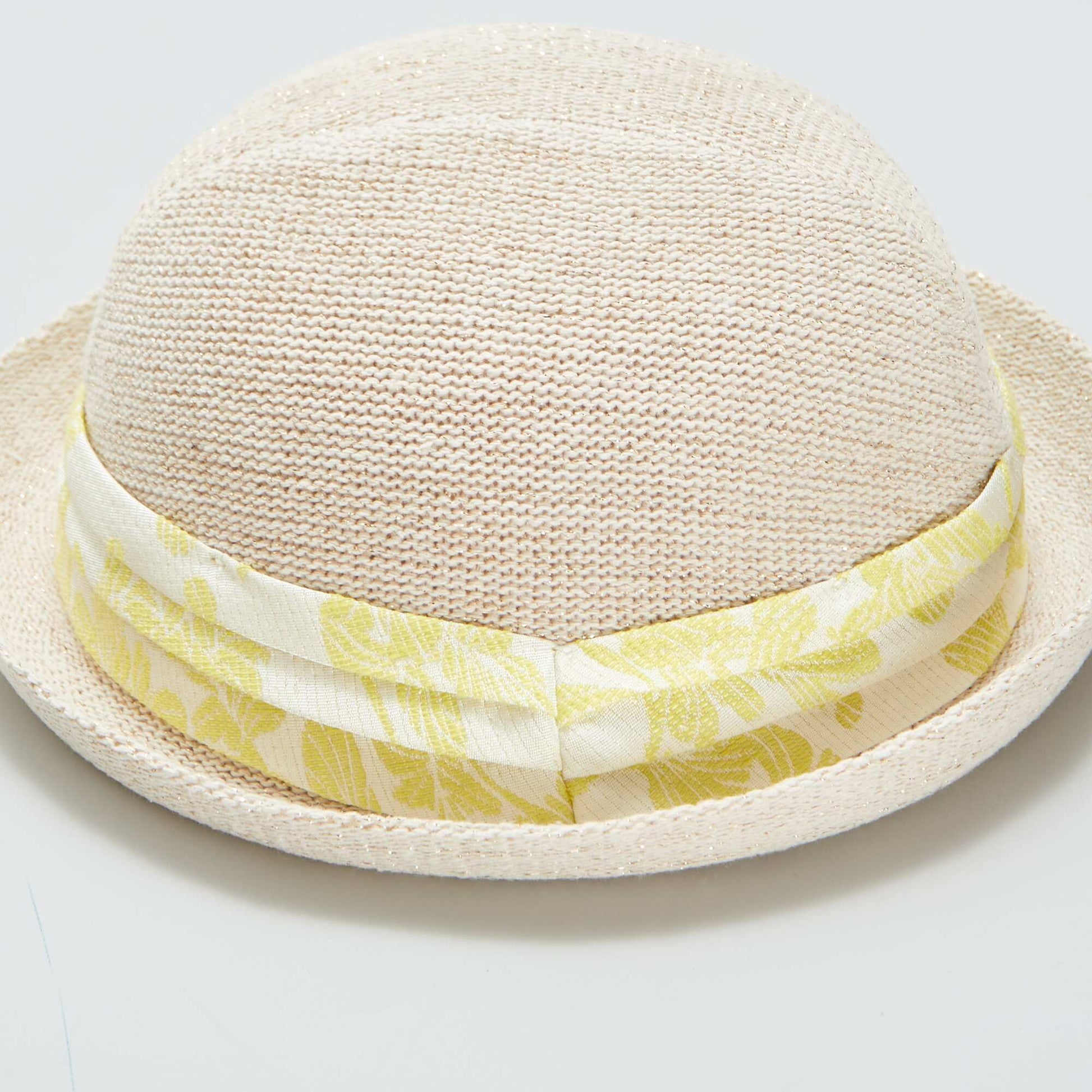 Chapeau rond en paille Beige