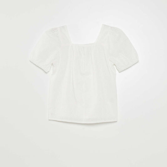 Blouse en broderie anglaise Blanc