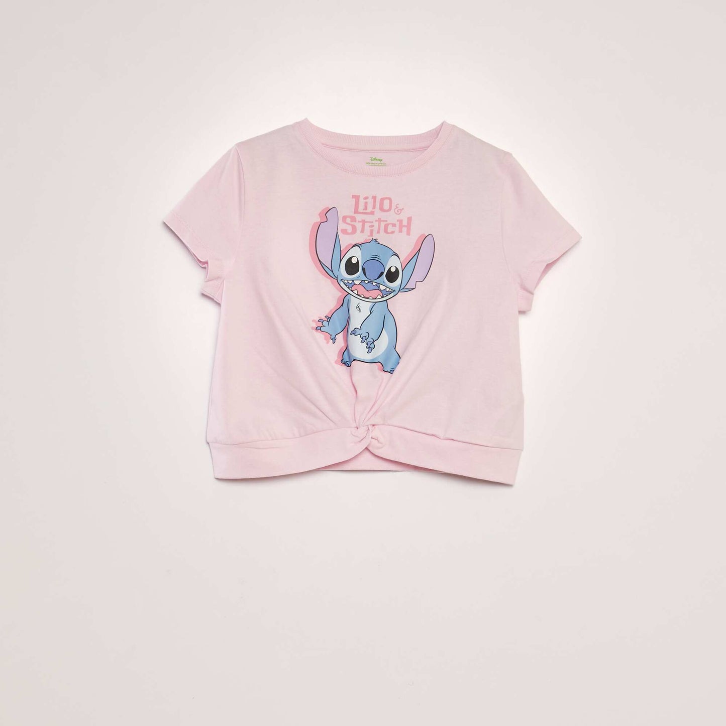 T-shirt 'Lilo et Stitch' manches courtes effet nou Rose