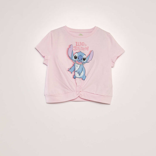 T-shirt 'Lilo et Stitch' manches courtes effet nou Rose