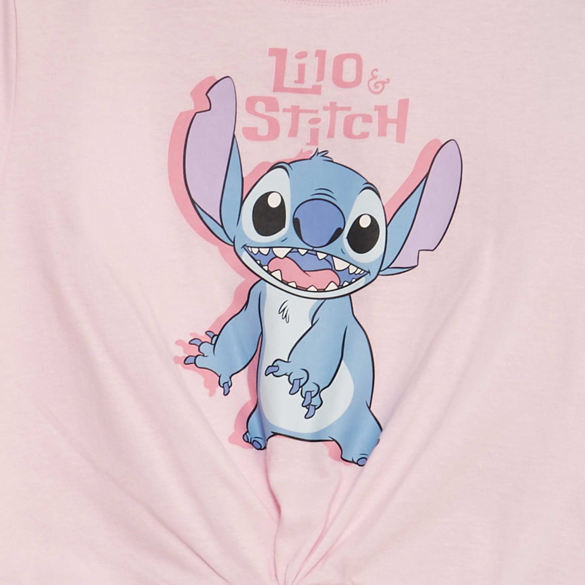 T-shirt 'Lilo et Stitch' manches courtes effet nou Rose