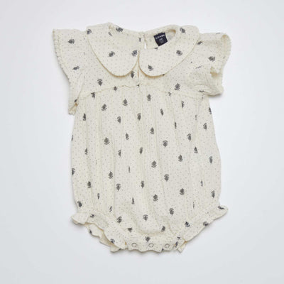 Barboteuse en double gaze de coton Beige