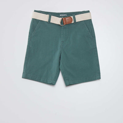 Short chino + ceinture Vert