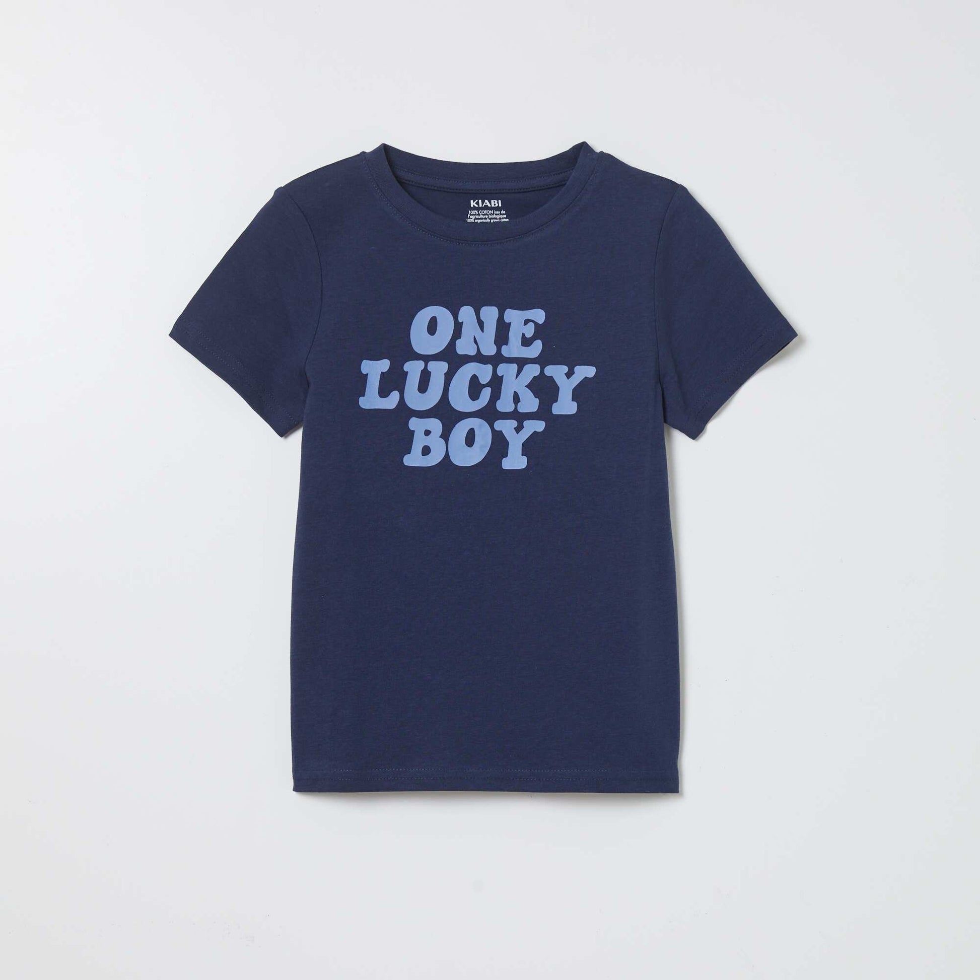 T-shirt en coton imprim Bleu marine