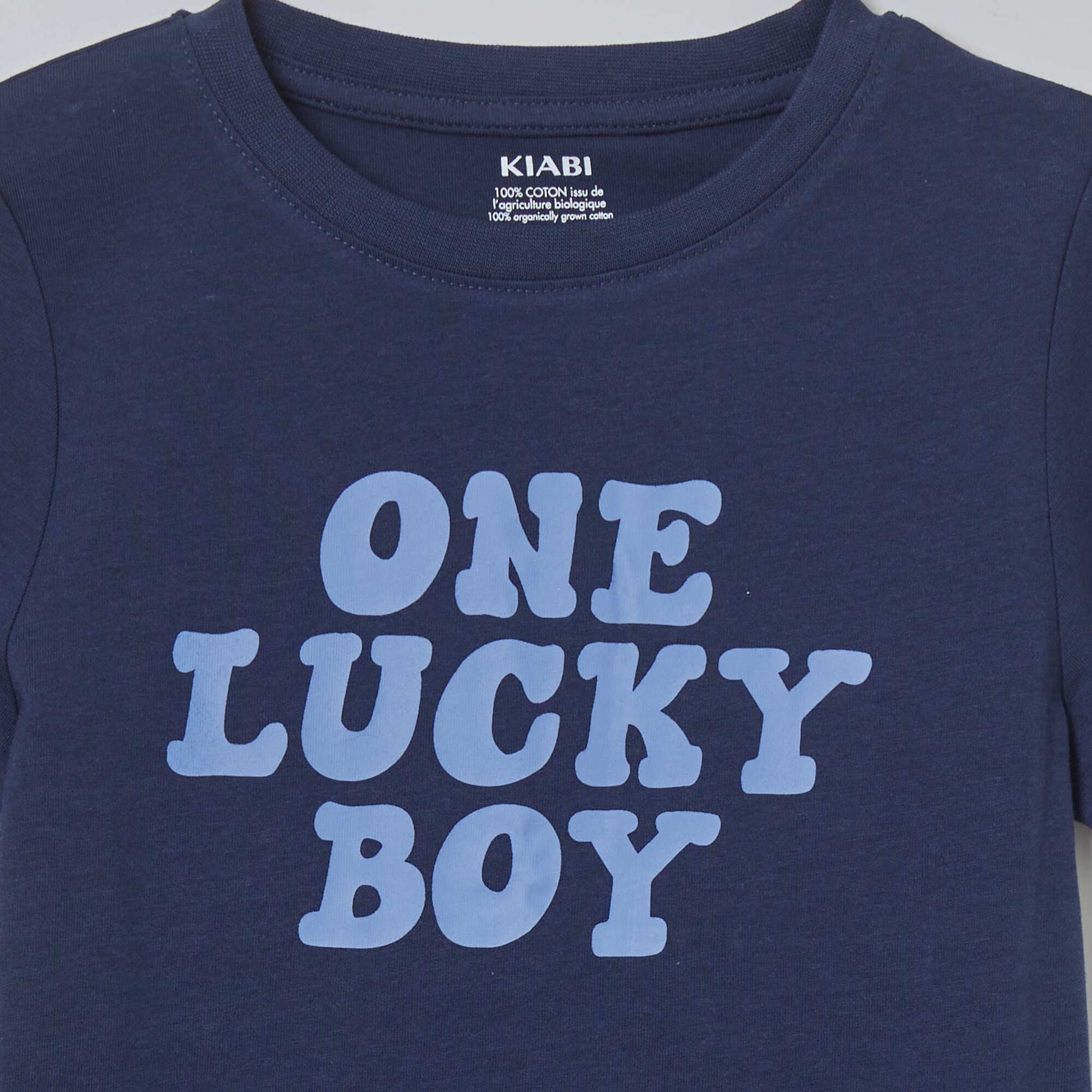 T-shirt en coton imprim Bleu marine