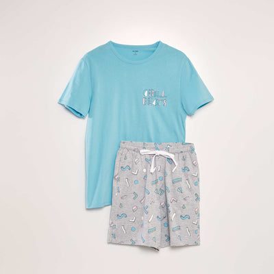 Ensemble pyjama t-shirt + short - 2 pi ces Bleu