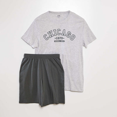 Ensemble pyjama court - 2 pi ces GRIS