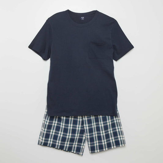 Pyjama court - short + tee-shirt - 2 pièces Bleu