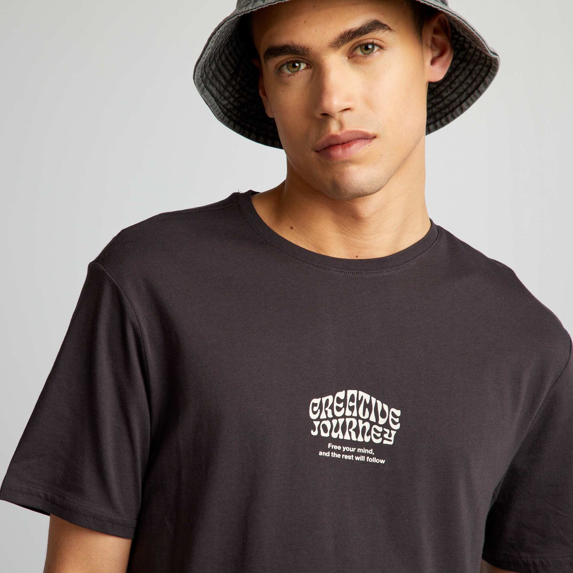 T-shirt imprim manches courtes Anthracite