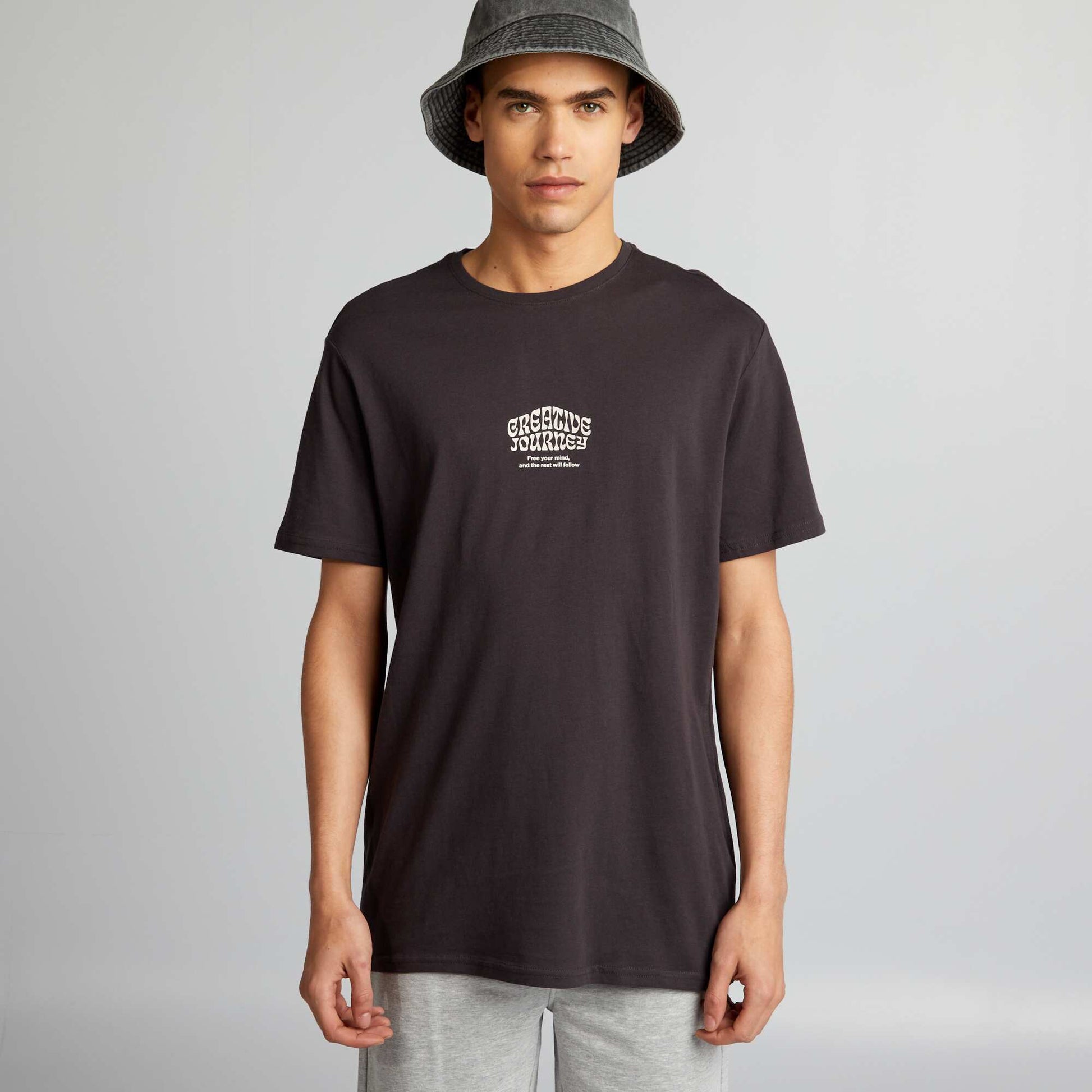 T-shirt imprim manches courtes Anthracite