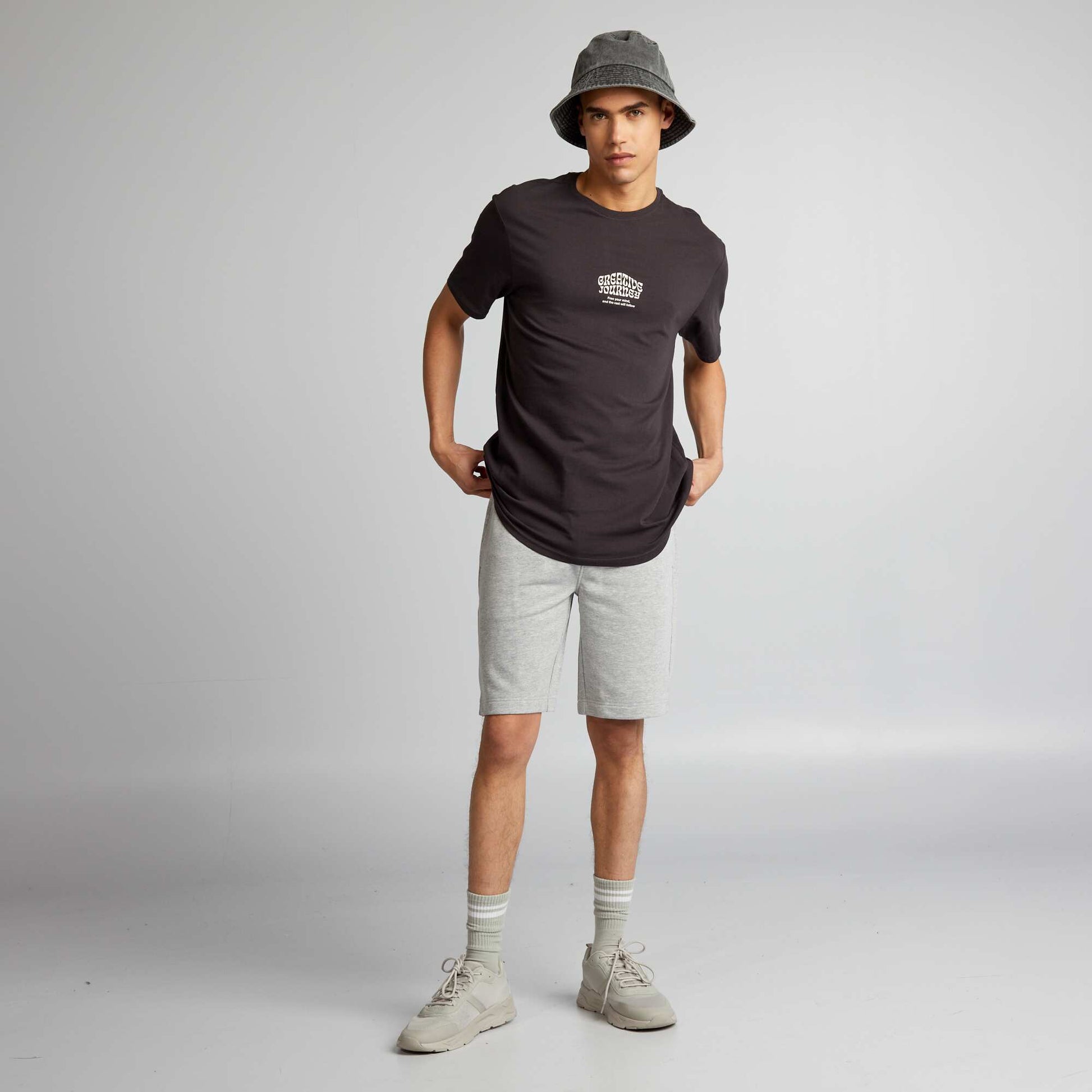 T-shirt imprim manches courtes Anthracite