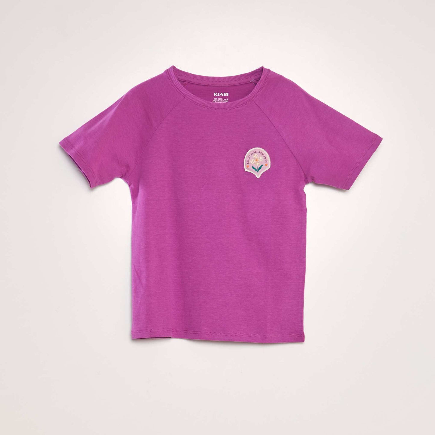T-shirt en coton à col rond Violet