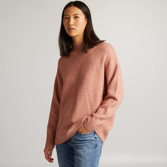 Pull col montant Rose
