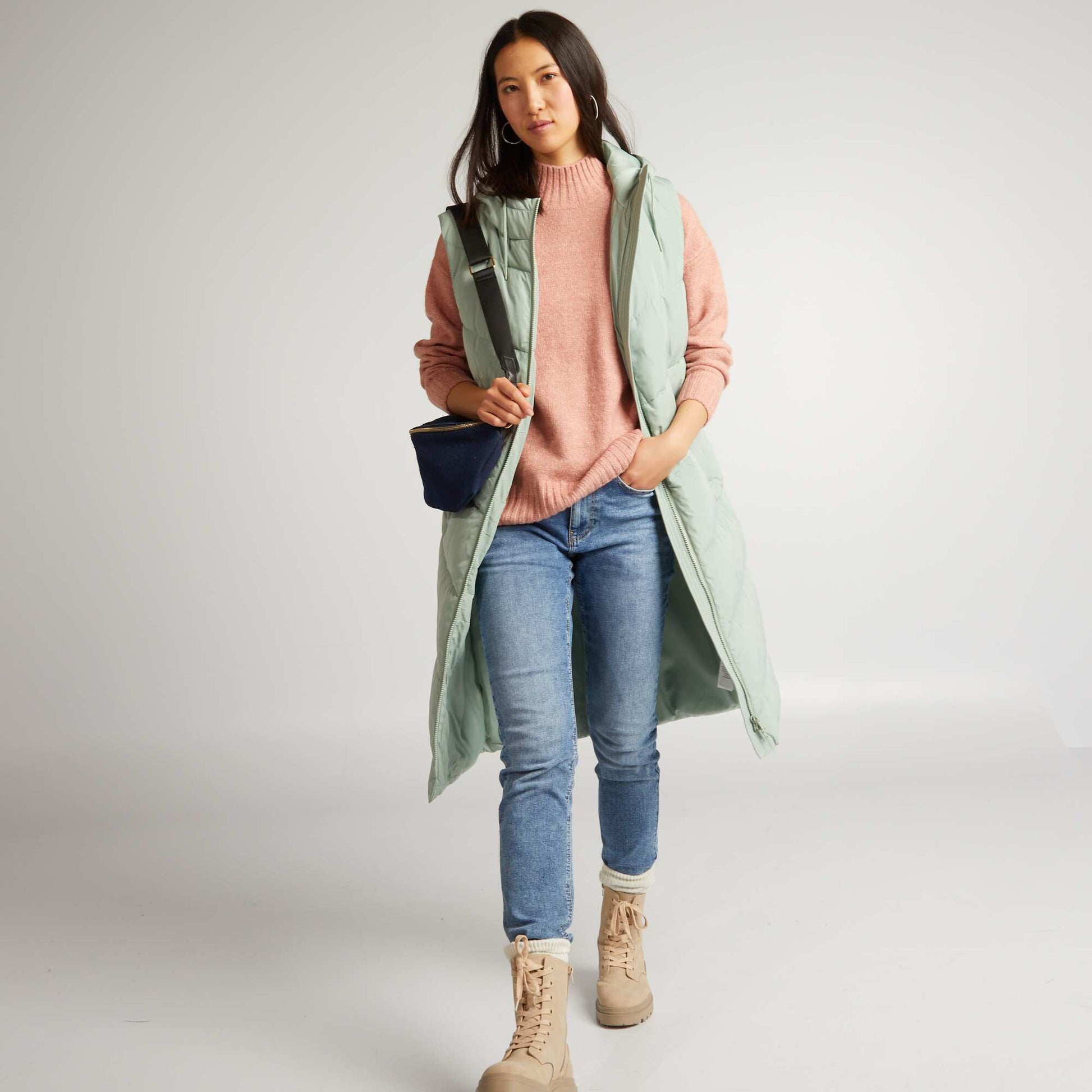 Pull col montant Rose