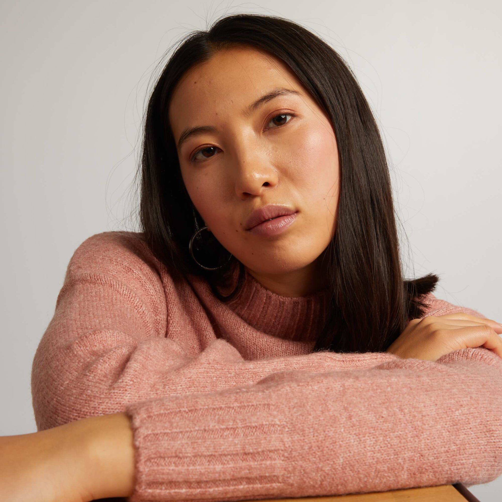 Pull col montant Rose