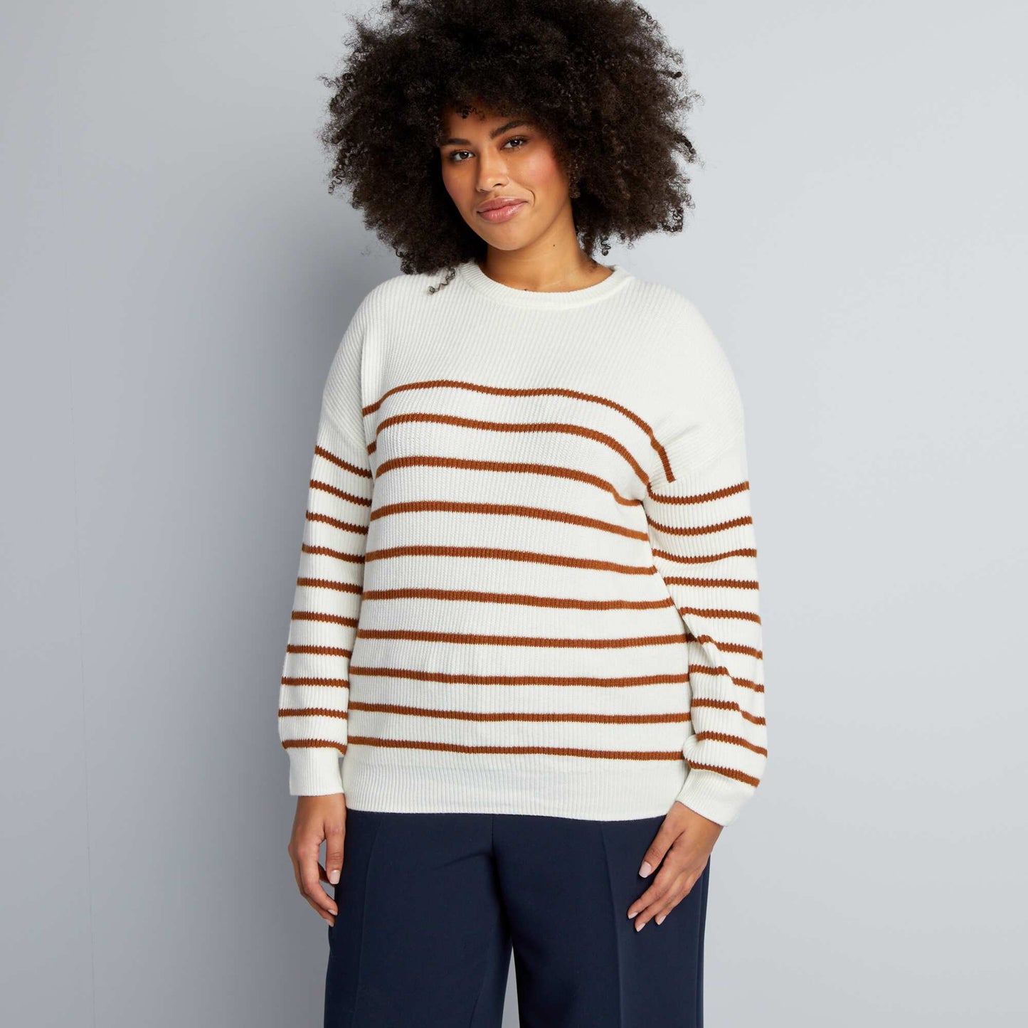 Pull ray col rond Blanc