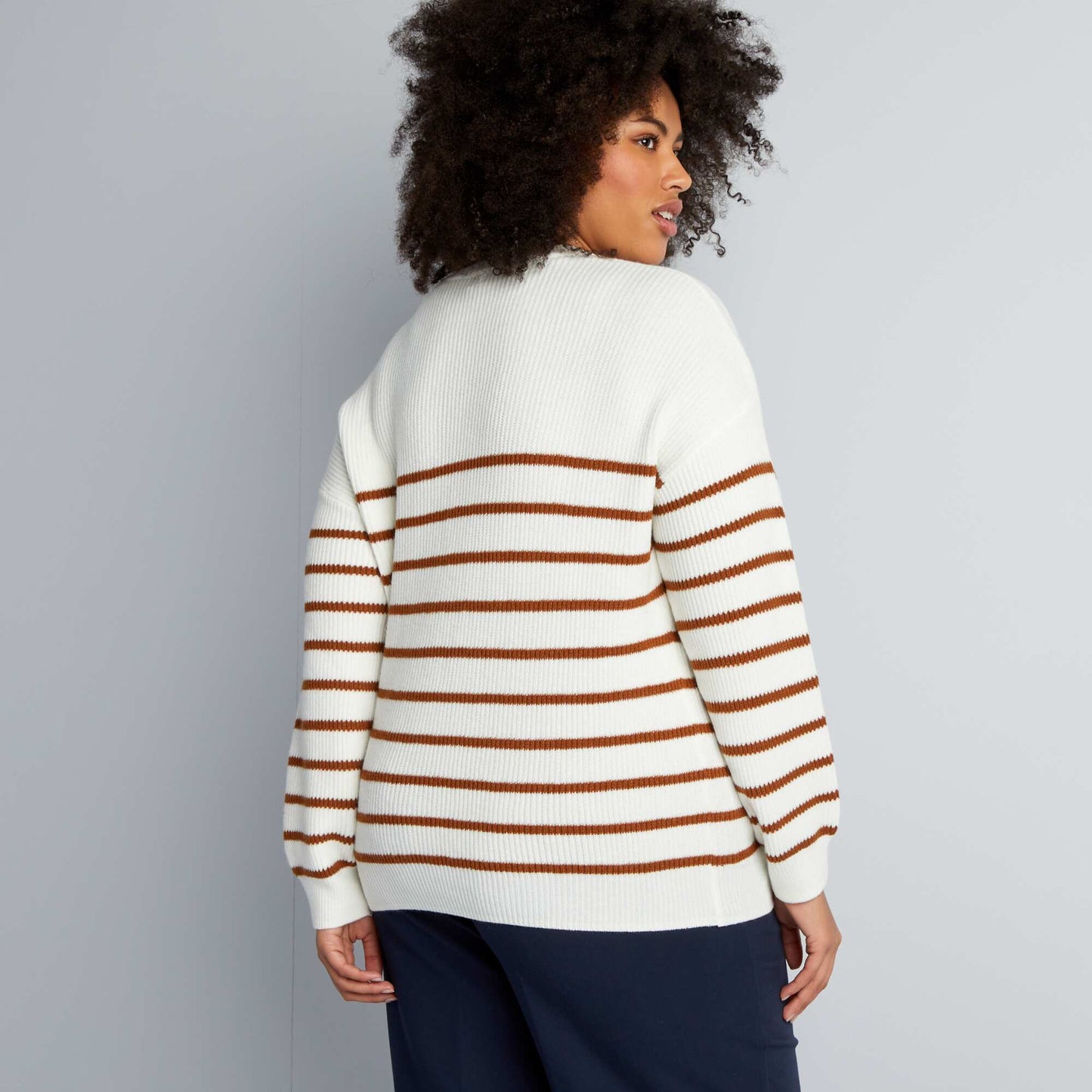 Pull ray col rond Blanc