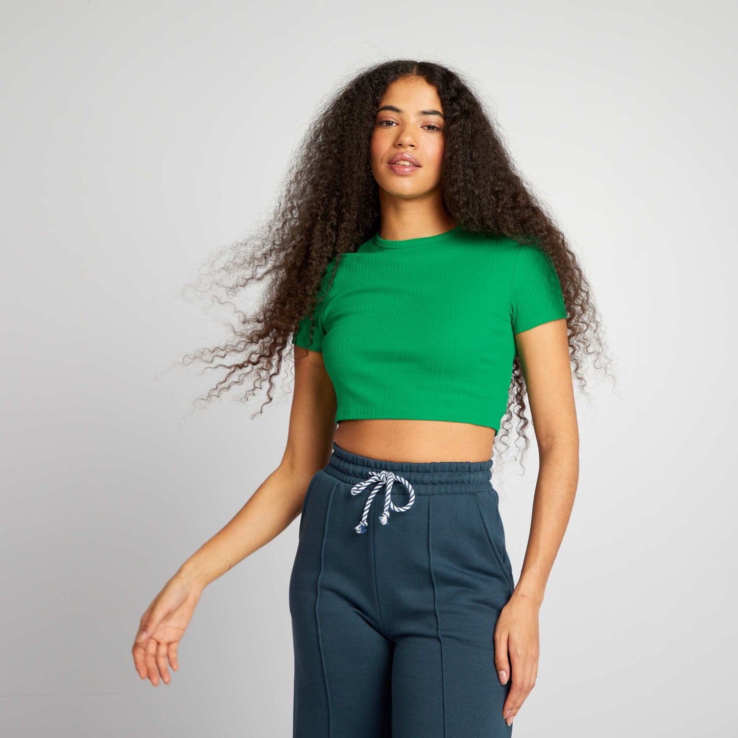 T-shirt cropped c tel  avec liens Vert