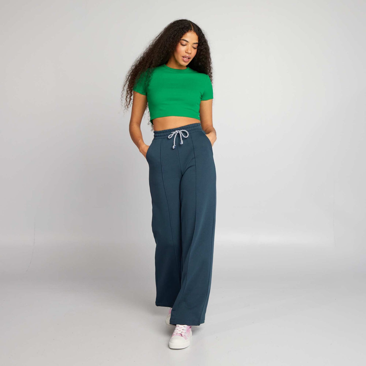 T-shirt cropped c tel  avec liens Vert