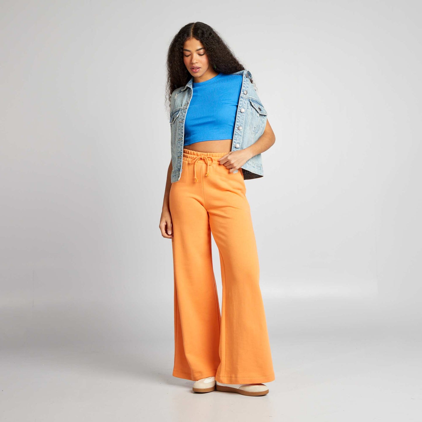 T-shirt cropped c tel  avec liens Bleu