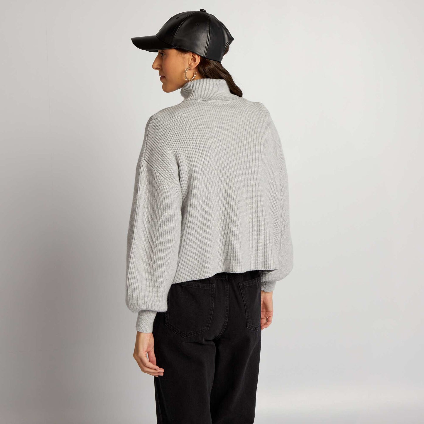 Pull en maille col roul Gris