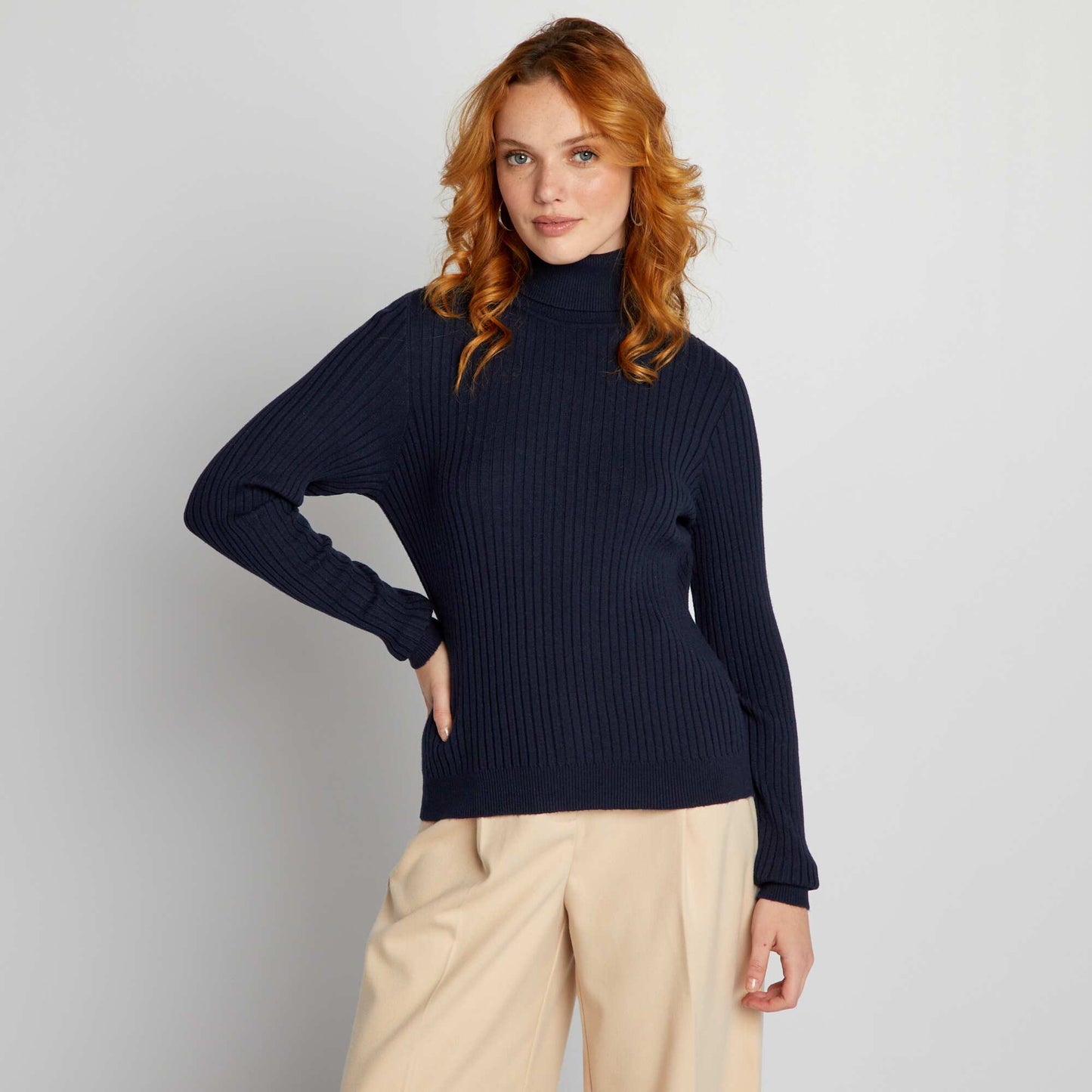 Pull c tel col montant Bleu marine