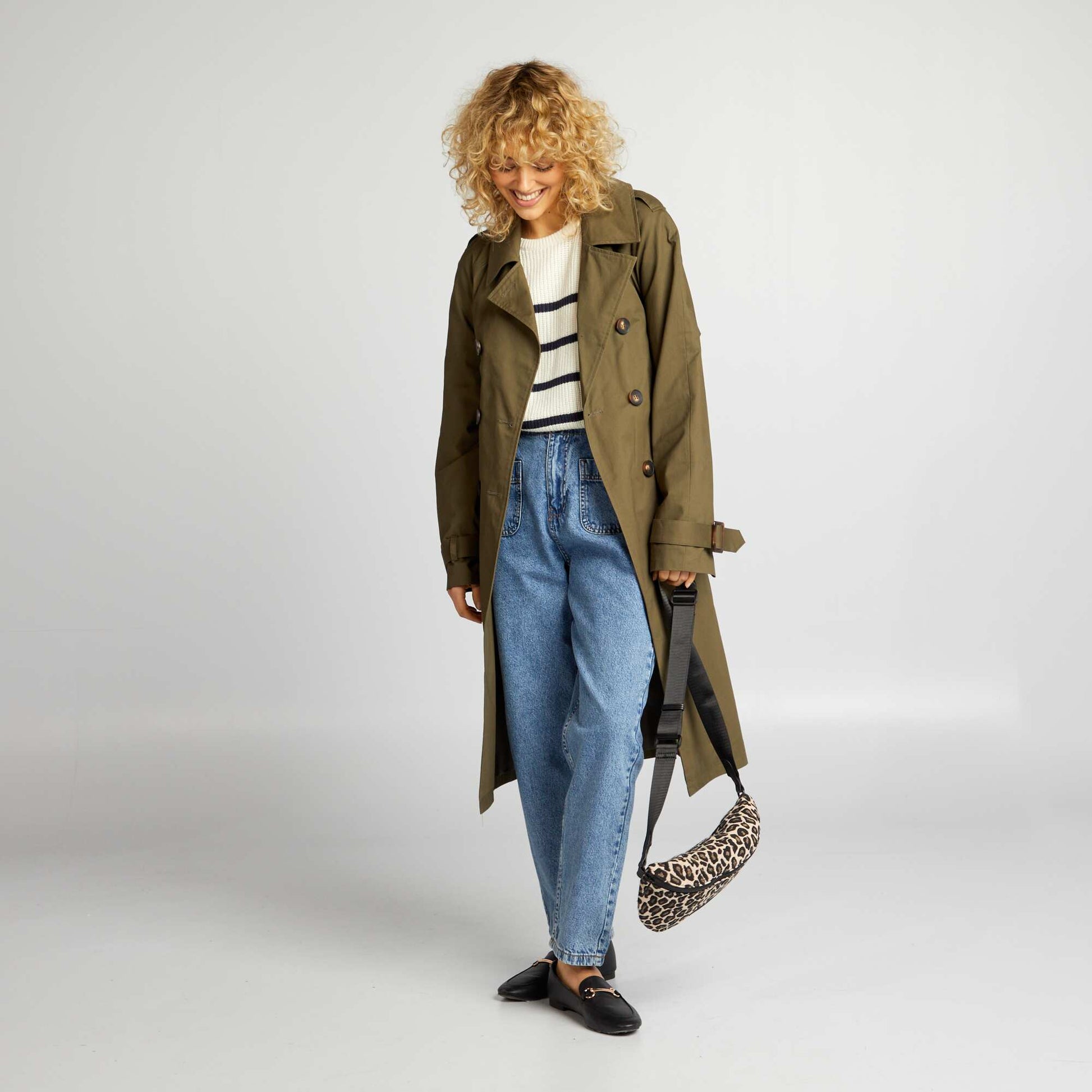 Pull col rond en maille Bleu rayures