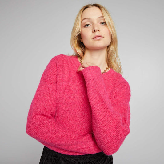 Pull en maille c tel e douce Rose