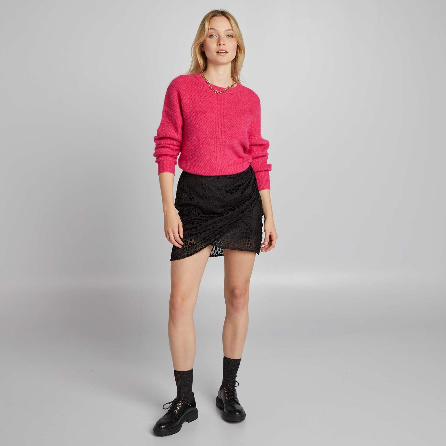 Pull en maille c tel e douce Rose