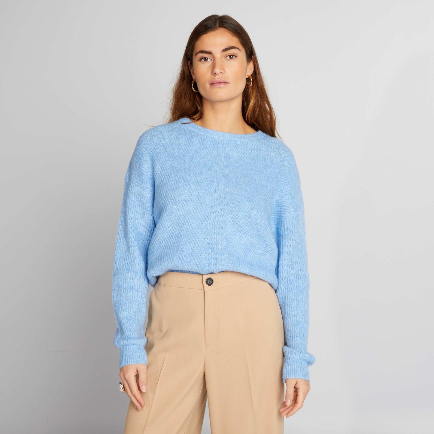 Pull en maille c tel e douce Bleu