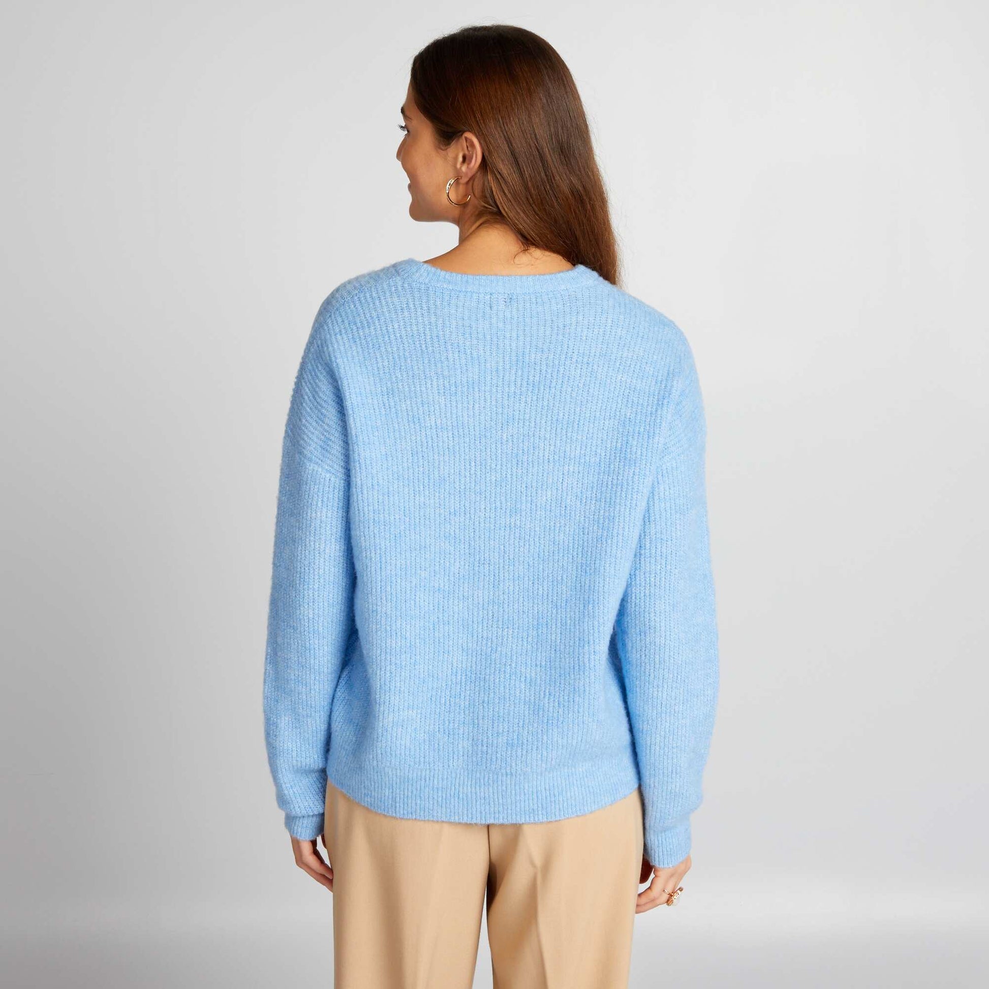 Pull en maille c tel e douce Bleu