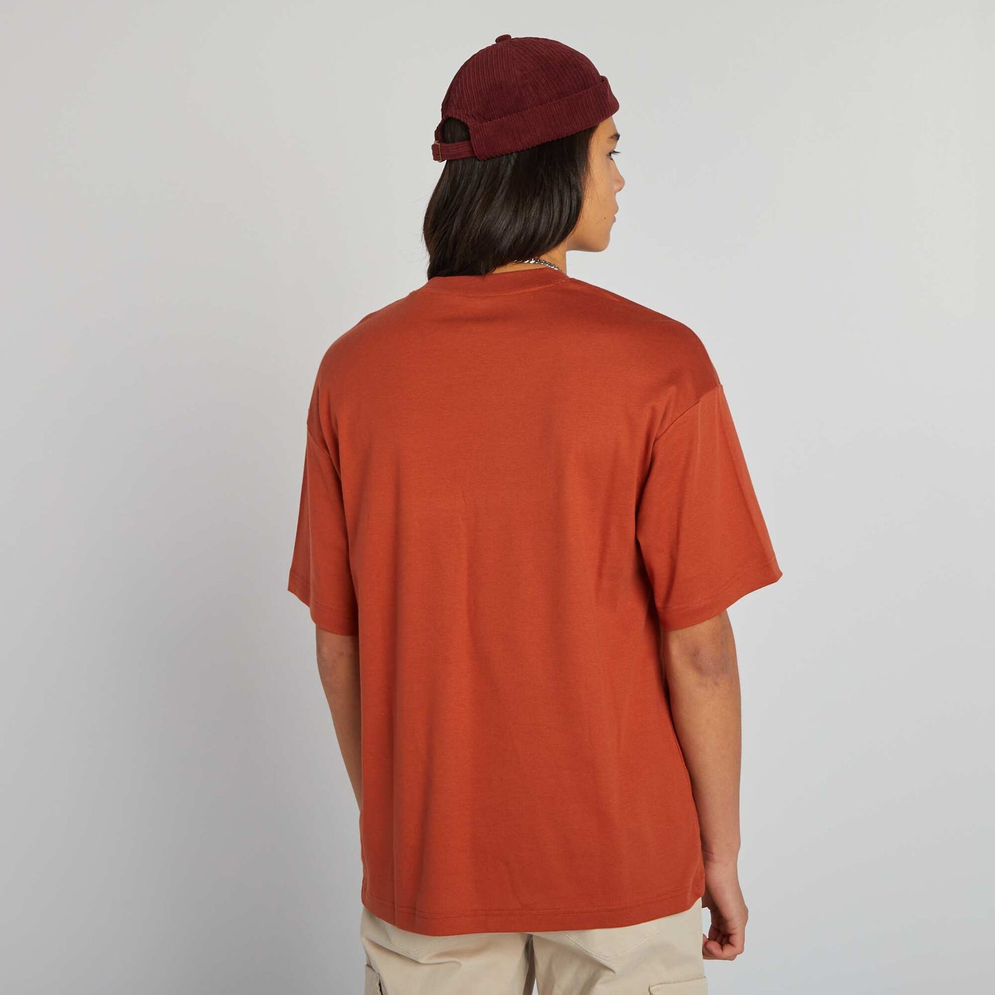 T-shirt en maille jersey manches courtes Orange