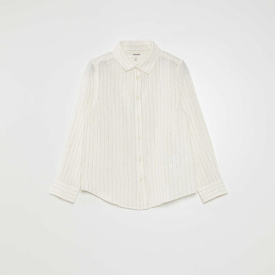 Chemise en lin fines rayures Beige ray