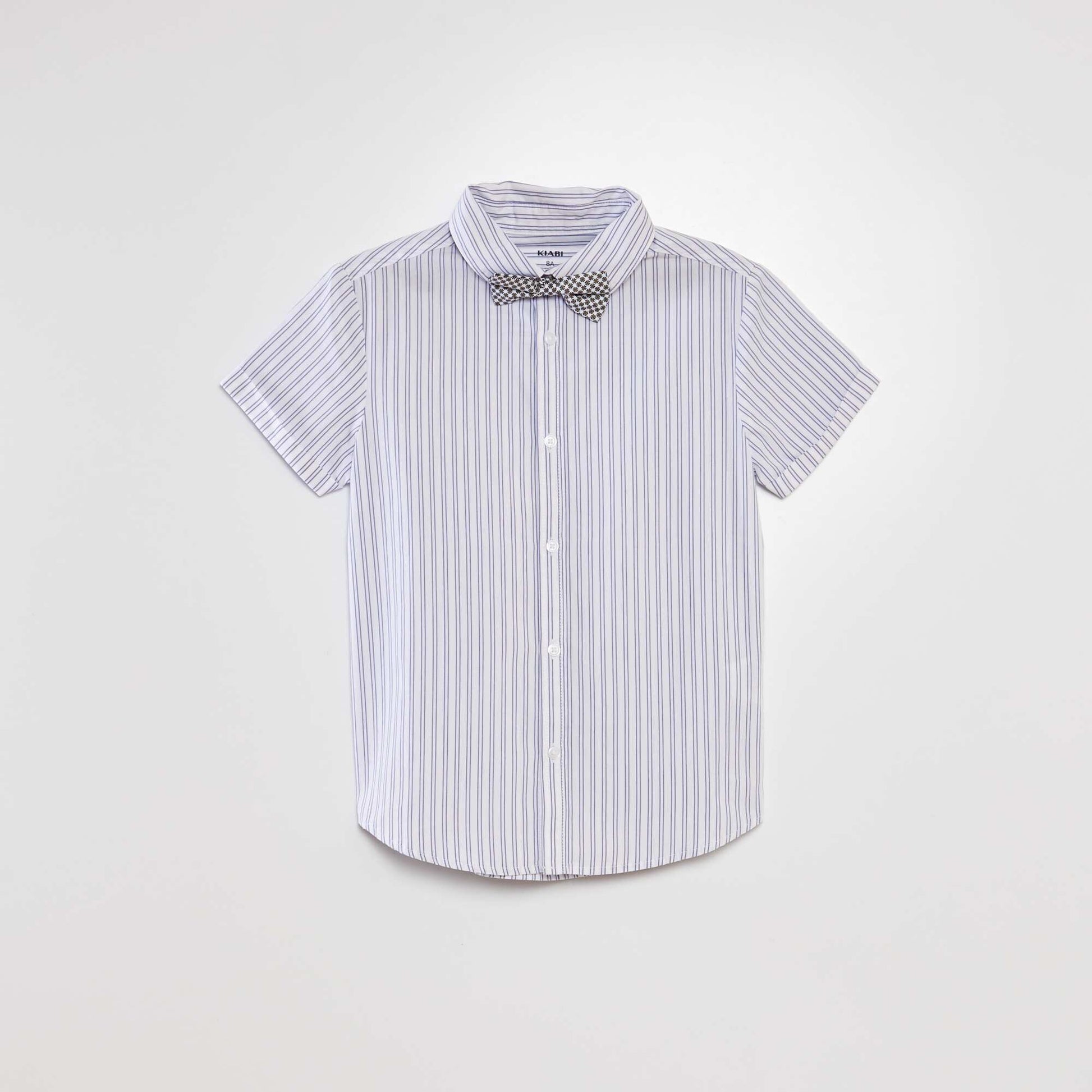 Chemise manches courtes + n ud papillon Bleu
