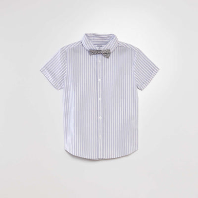Chemise manches courtes + n ud papillon Bleu