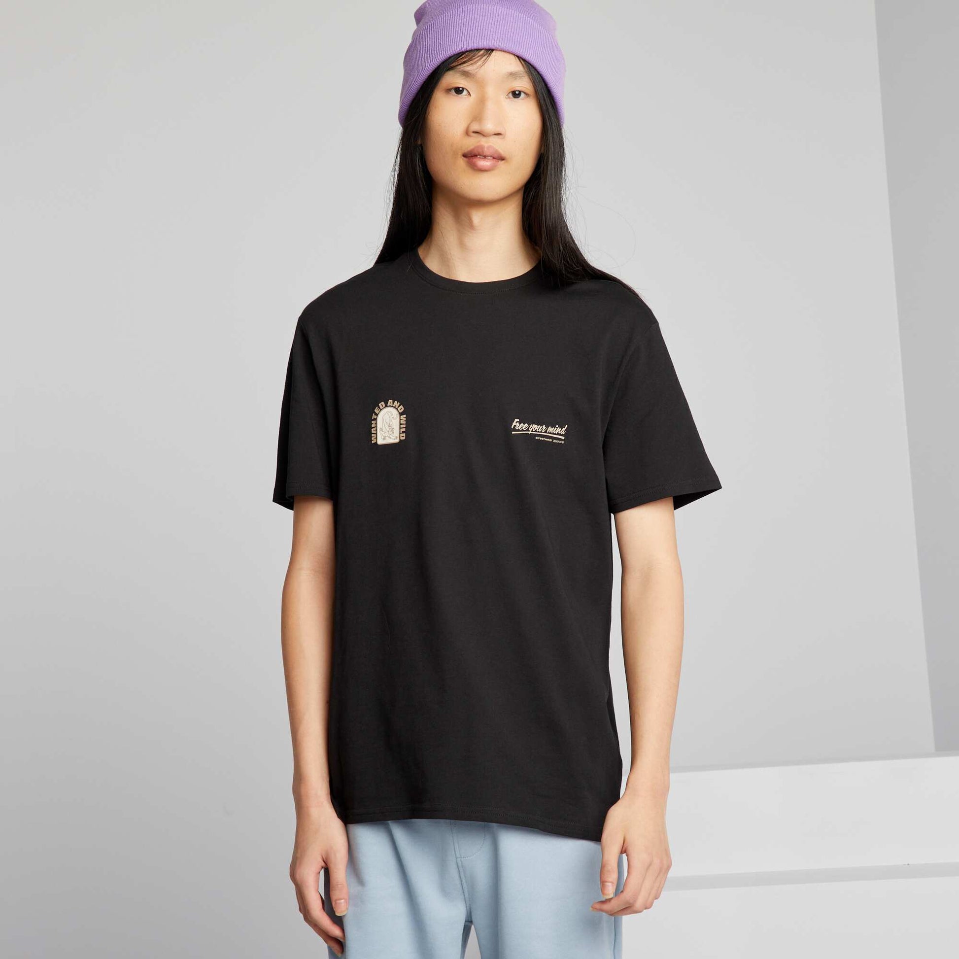 T-shirt en jersey col rond Noir