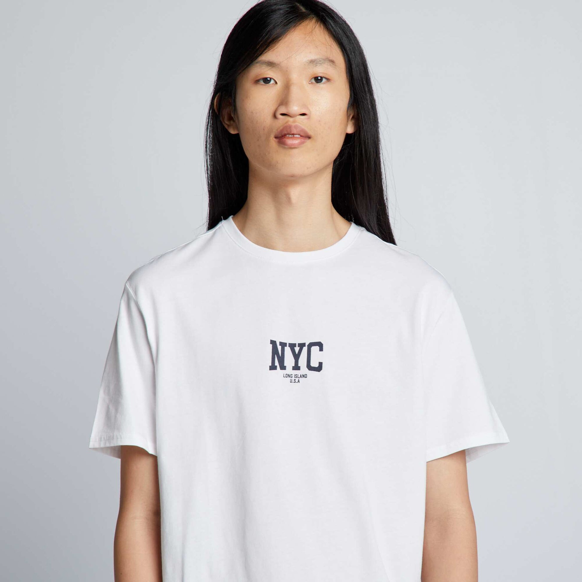 T-shirt en jersey col rond Blanc