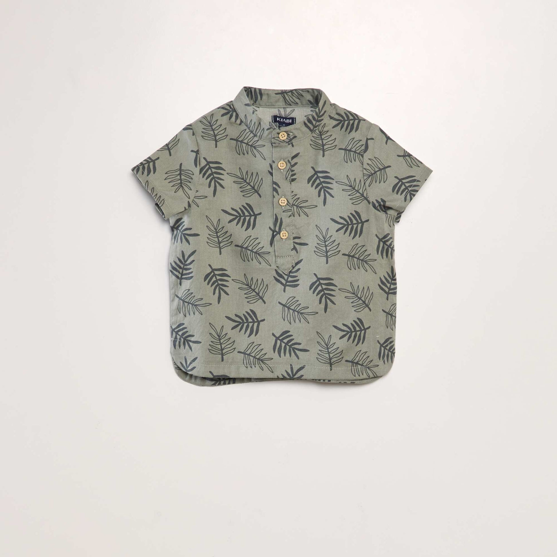 Chemise à col mao Kaki